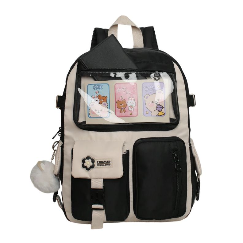 Mochila Mujer Kawaii Fusion Color Block Negro Head-1