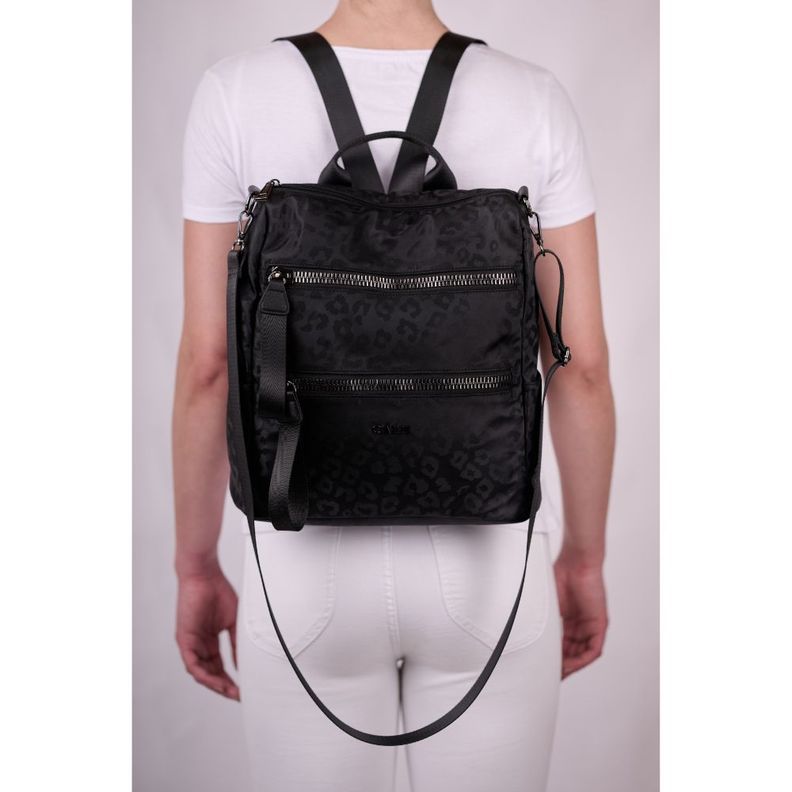Mochila Cartera Belen Leopardo Negro Calu-6
