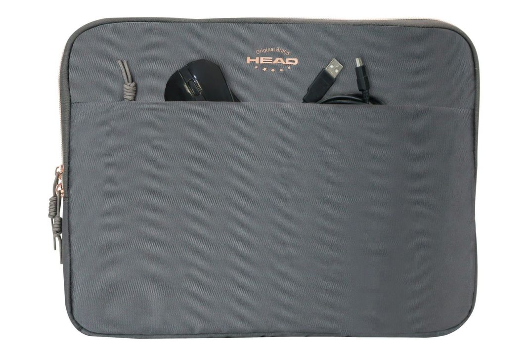 Funda Laptop Zip 14" Gris Rose Gold Head-4