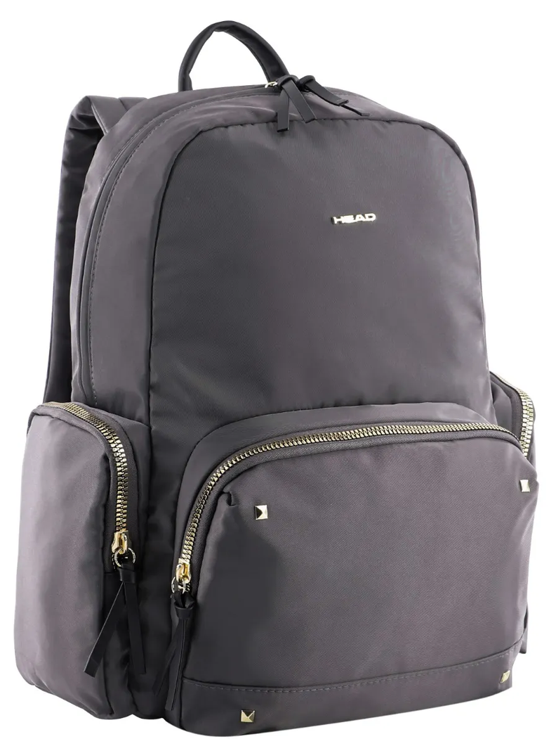 Mochila Gold Ejecutiva Tachas Gris Mujer Head-0