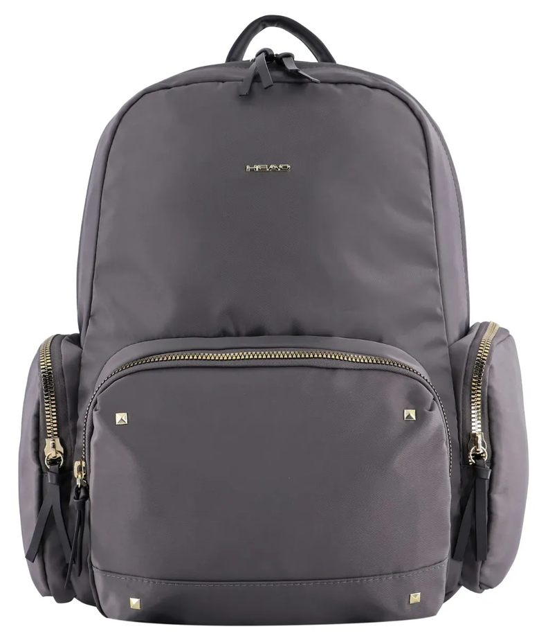 Mochila Gold Ejecutiva Tachas Gris Mujer Head-1