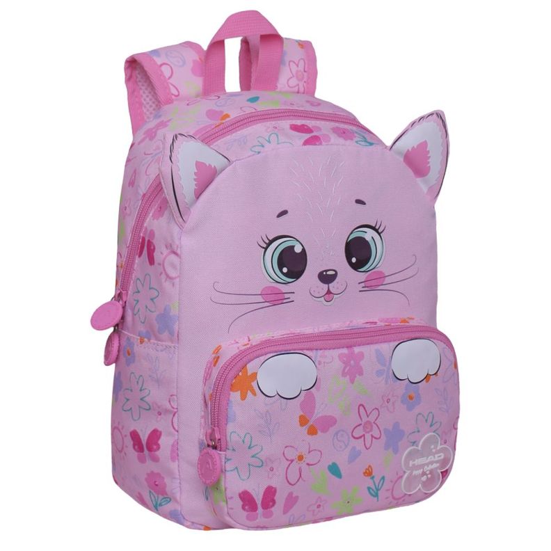 Mochila Infantil Pop Gatito Flower Rosado Head-0