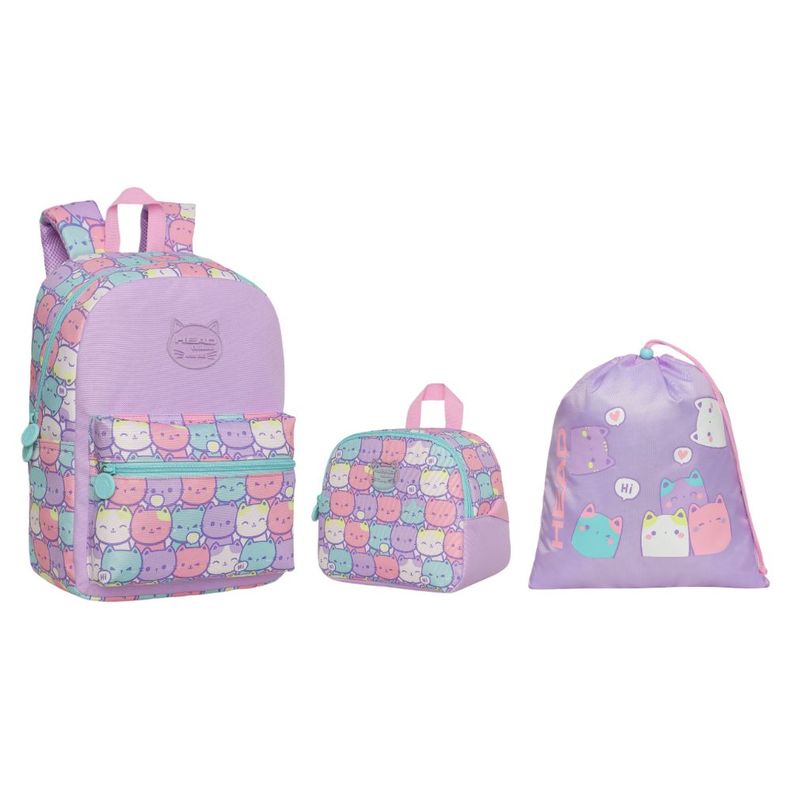 Pack Kids Escolar Mujer New Gatos Pastel Head-0