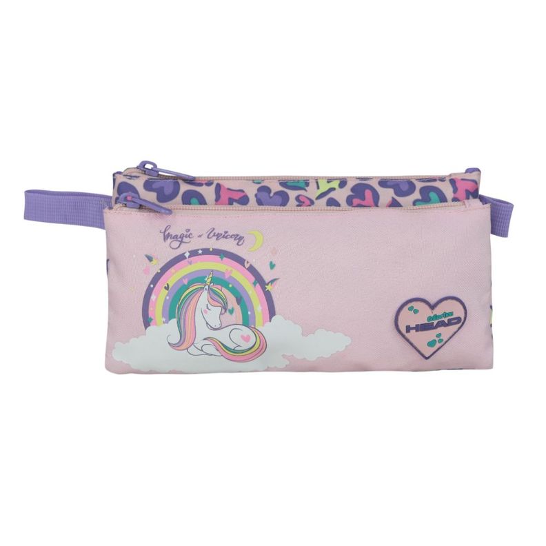 Estuche Escolar Celerio Unicornio Corazon Rosado Head-1