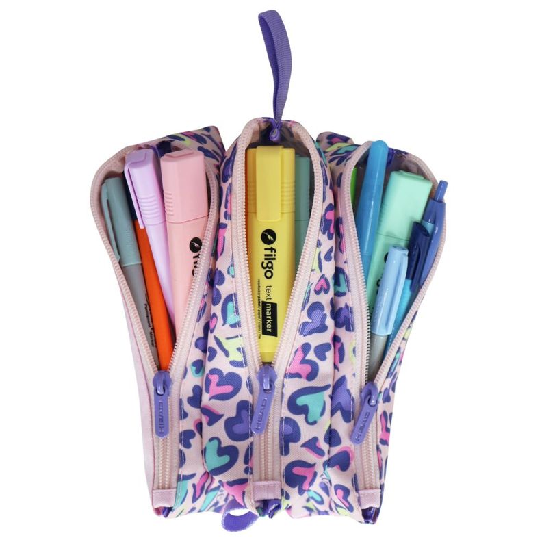 Estuche Escolar Celerio Unicornio Corazon Rosado Head-2