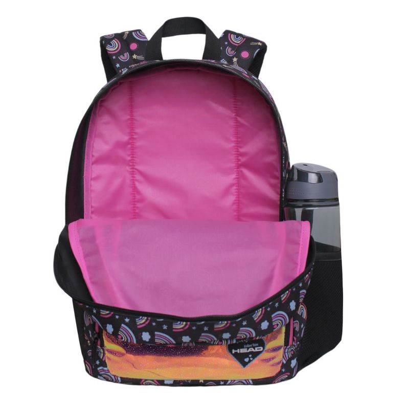 Mochila Infantil Mujer Dance Unicornio Arcoiris Negro Head-1