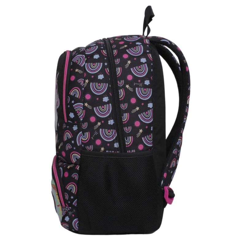 Mochila Infantil Mujer Dance Unicornio Arcoiris Negro Head-2