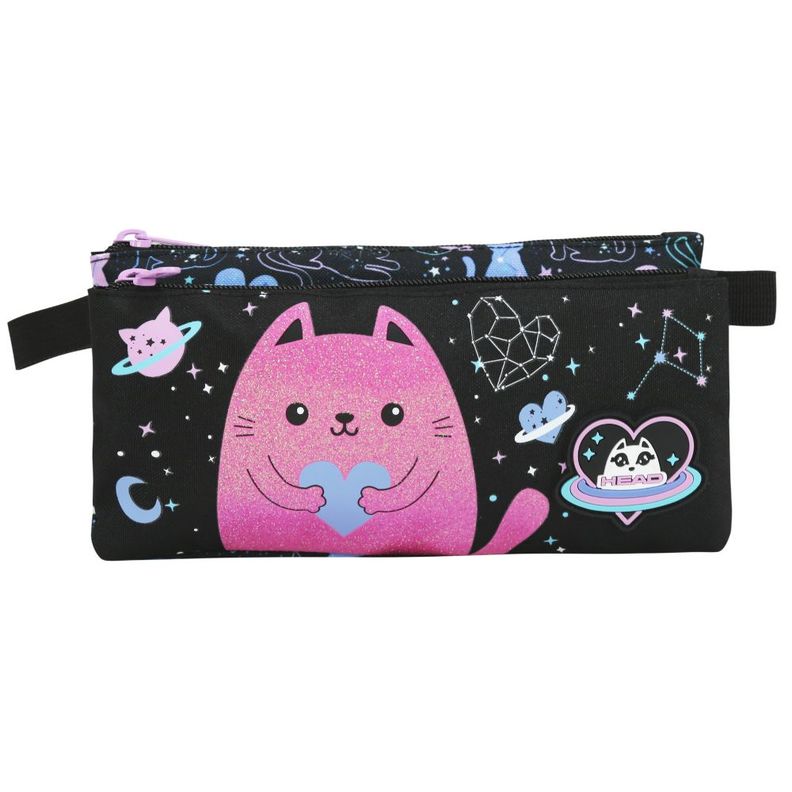 Estuche Infantil Triple Celerio Space Cat Negro Head-1
