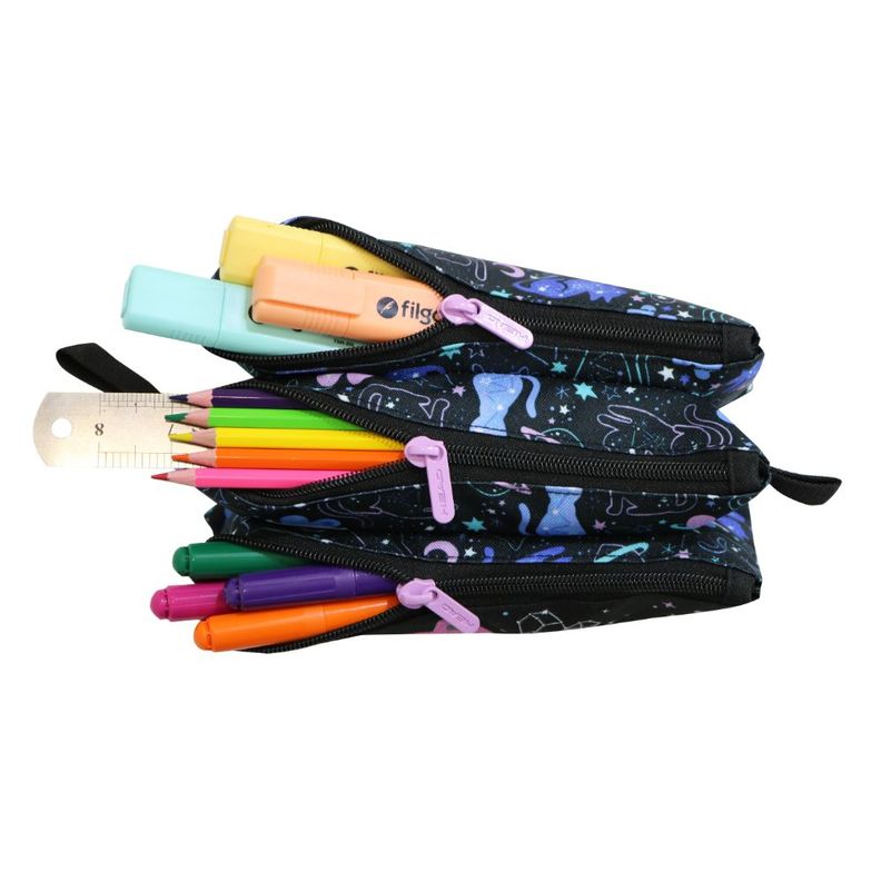 Estuche Infantil Triple Celerio Space Cat Negro Head-3