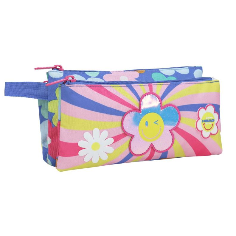 Estuche Infantil Triple Celerio Smile Flowers Morado Head-0