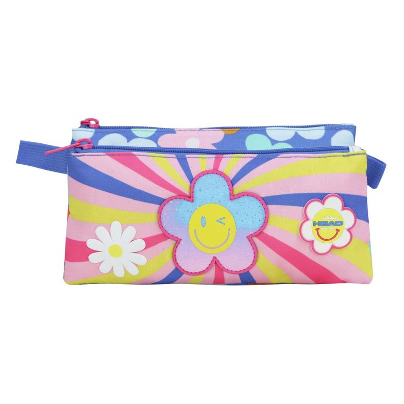 Estuche Infantil Triple Celerio Smile Flowers Morado Head-1