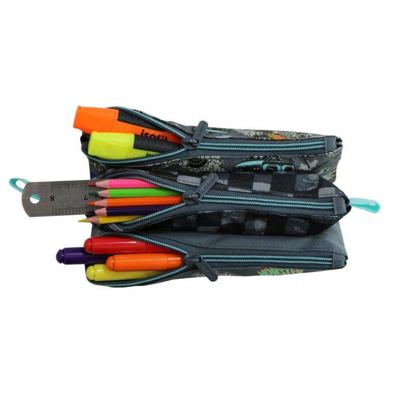 Estuche Infantil Triple Celerio Monster Truck Gris Head-3