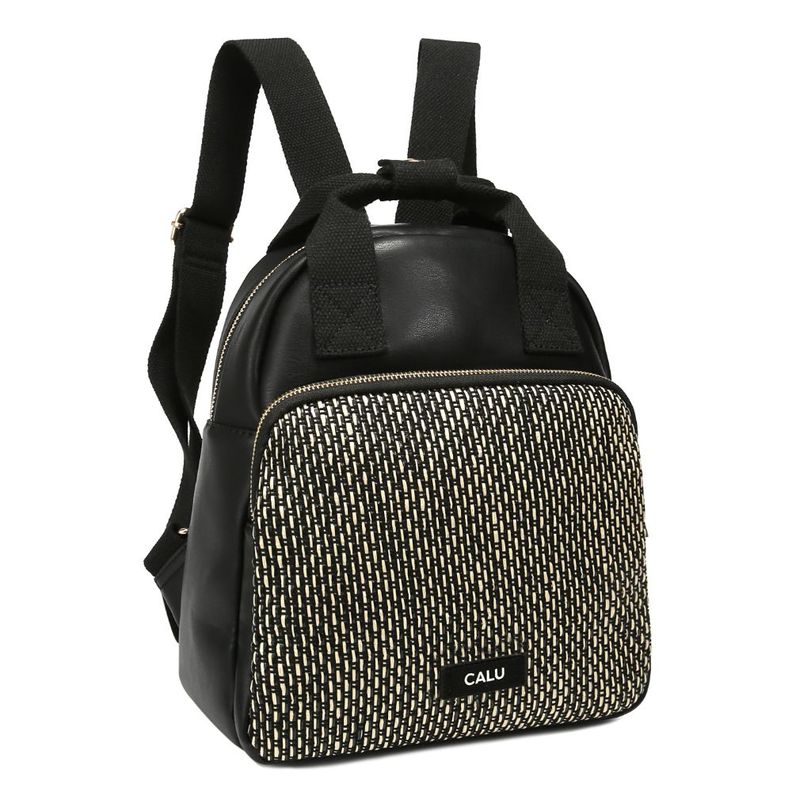 Mochila Cartera Texturas Julieta Negra Calu-0