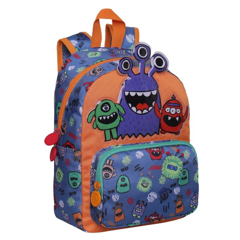 Mochila Infantil Pop Monsters Azul Head-0