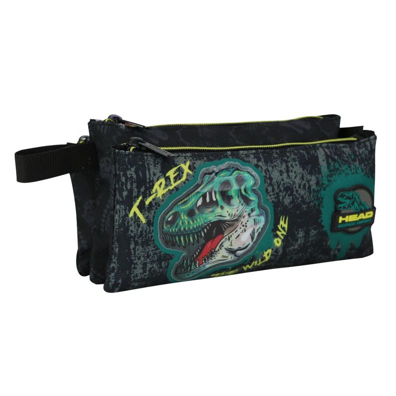 Estuche Escolar Celerio Dino 3D Negro Head-0