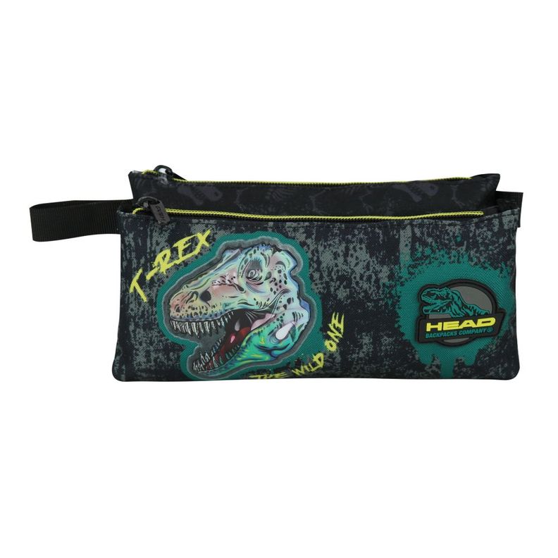 Estuche Escolar Celerio Dino 3D Negro Head-1