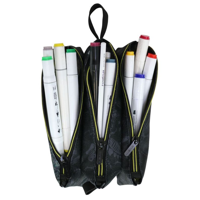 Estuche Escolar Celerio Dino 3D Negro Head-2
