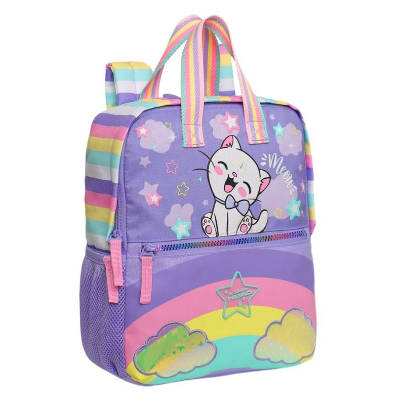 Mochila Infantil Niña Pepa Cat Rainbow Lila Head-0