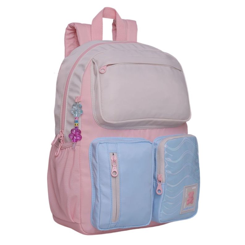 Mochila Infantil Funny Color Block Rosado Head-0