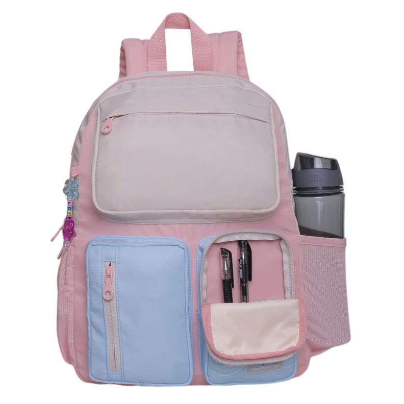 Mochila Infantil Funny Color Block Rosado Head-1