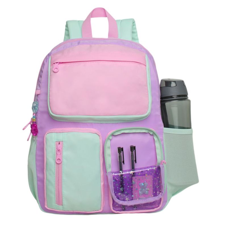 Mochila Infantil Niña Funny Color Block Lila Head-1