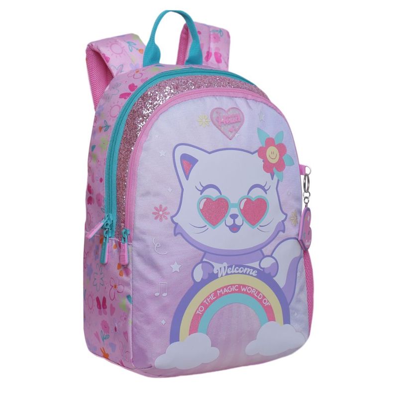 Mochila Escolar Bionica Cat Rainbow Rosado Head-0