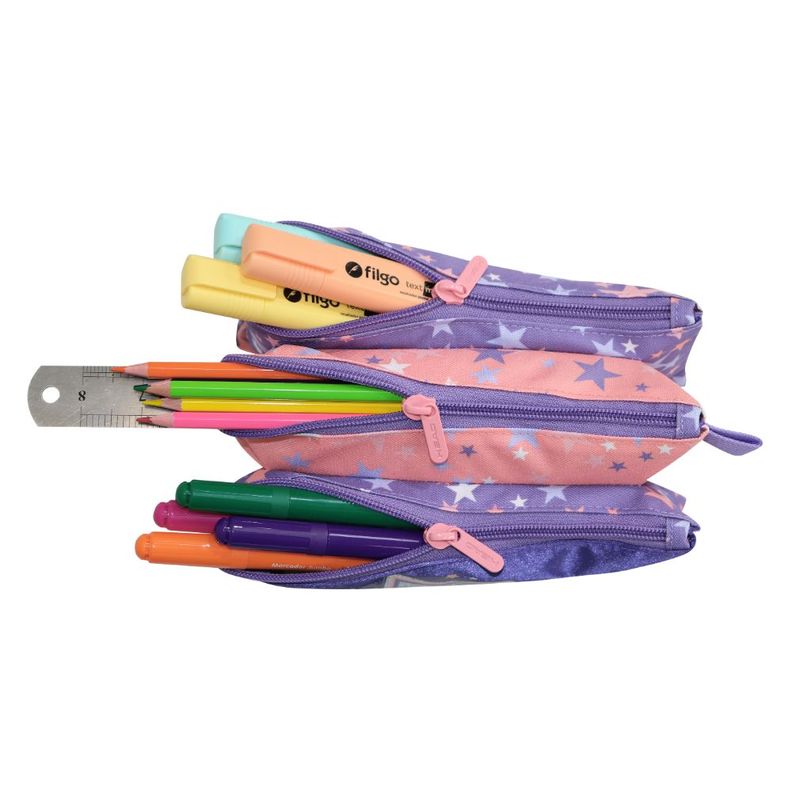 Estuche Infantil Triple Celerio Cat Star Lila Lila Head-3