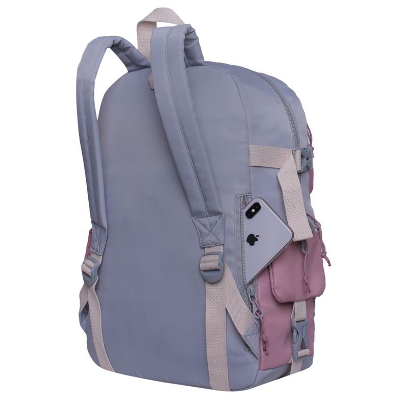 Mochila Mujer Escalede Color Block Gris Head-3