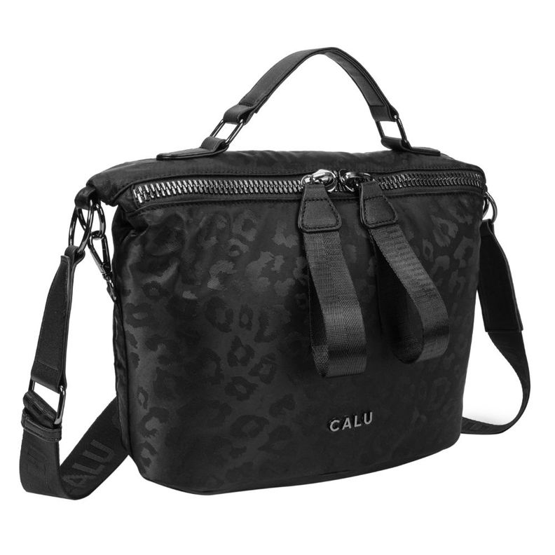 Cartera Simona Microfibra Leopardo Negro Calu-0