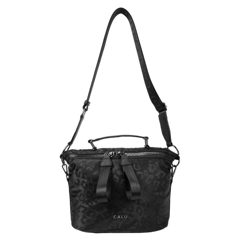 Cartera Simona Microfibra Leopardo Negro Calu-3