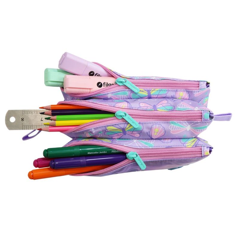 Estuche Infantil Triple Celerio Mariposa Lila Head-3