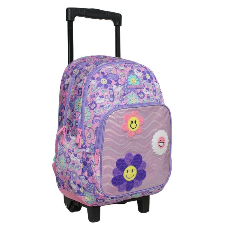 Mochila Ruedas Infantil Chips Emoticones Rosado Head-0
