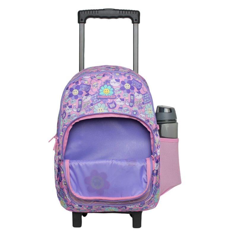 Mochila Ruedas Infantil Chips Emoticones Rosado Head-1