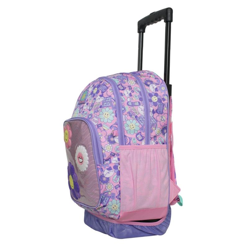 Mochila Ruedas Infantil Chips Emoticones Rosado Head-2