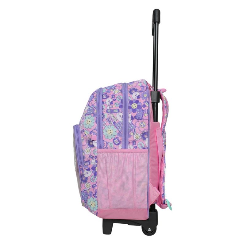 Mochila Ruedas Infantil Chips Emoticones Rosado Head-3