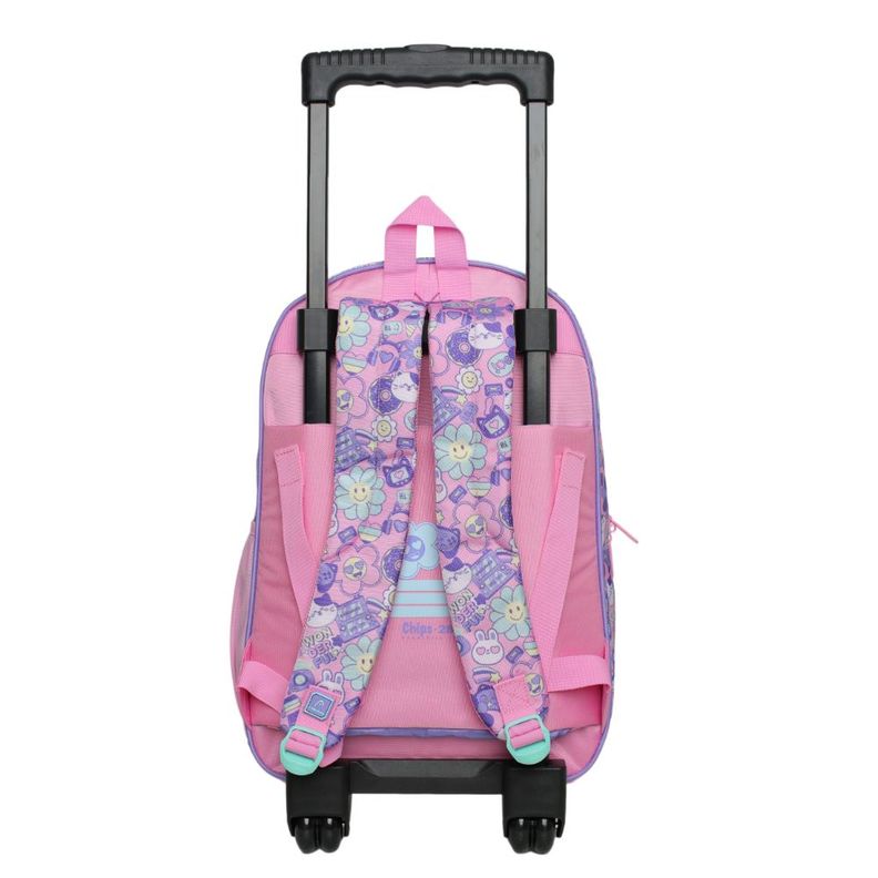 Mochila Ruedas Infantil Chips Emoticones Rosado Head-4
