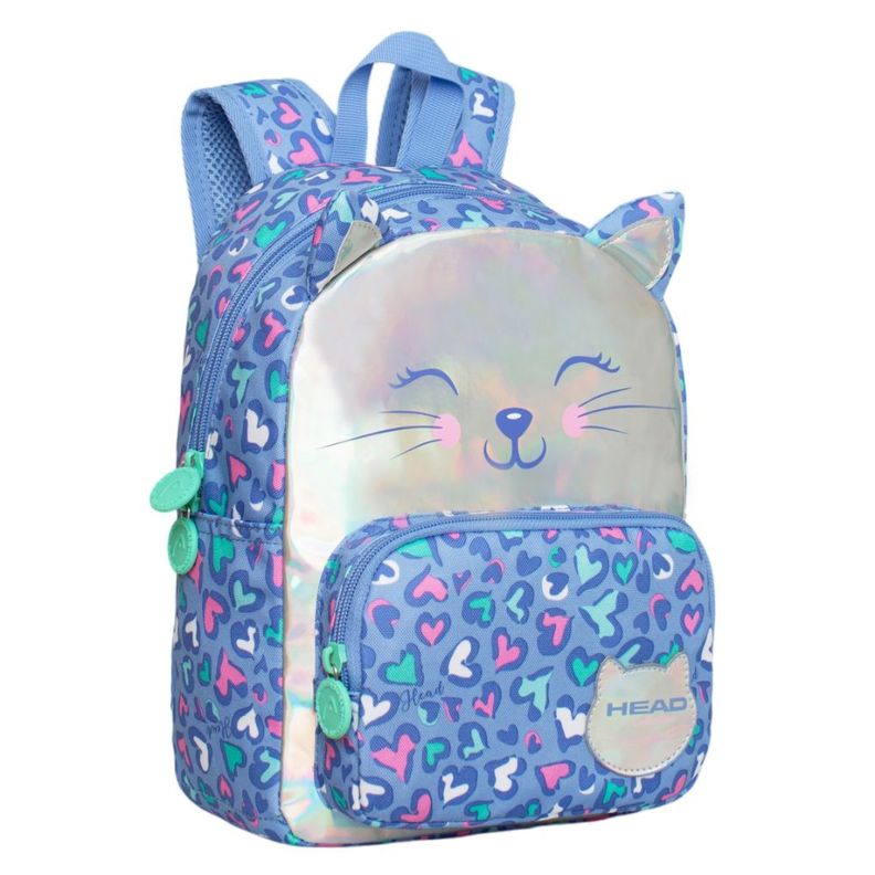 Mochila Infantil Niña Pop Gato Corazon Lila Head-0