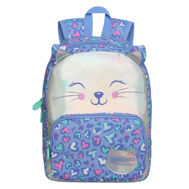 Mochila Infantil Niña Pop Gato Corazon Lila Head-1