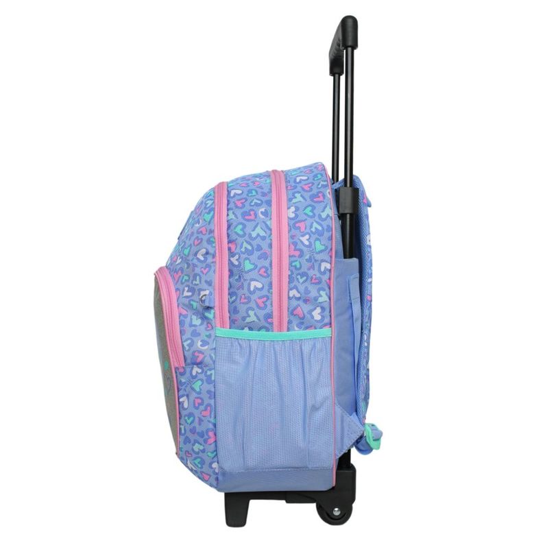 Mochila Ruedas Infantil Niña Chips Gato Corazon Lila Head-3