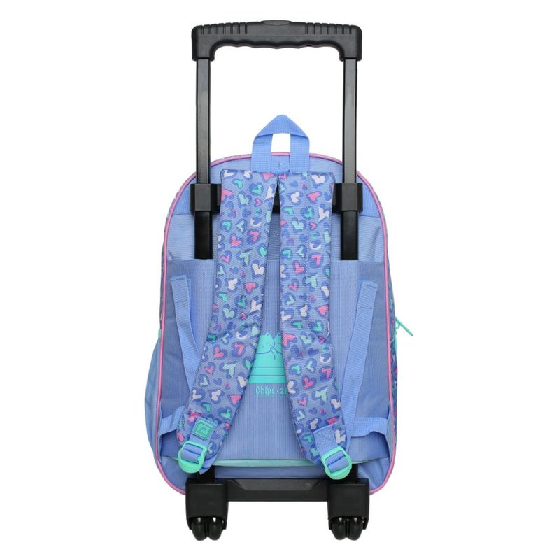 Mochila Ruedas Infantil Niña Chips Gato Corazon Lila Head-4
