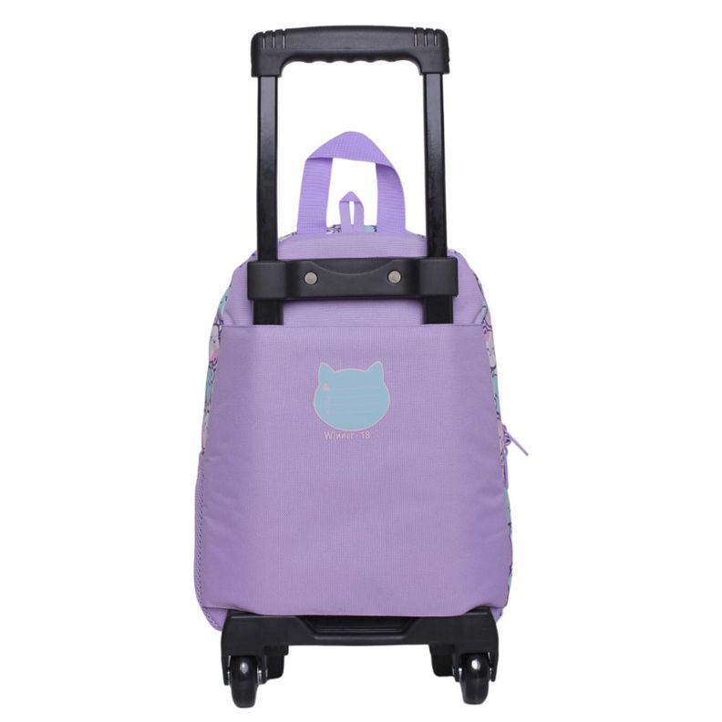 Mochila con Ruedas Pequeña Winner Gatos Pastel Lila Head-4