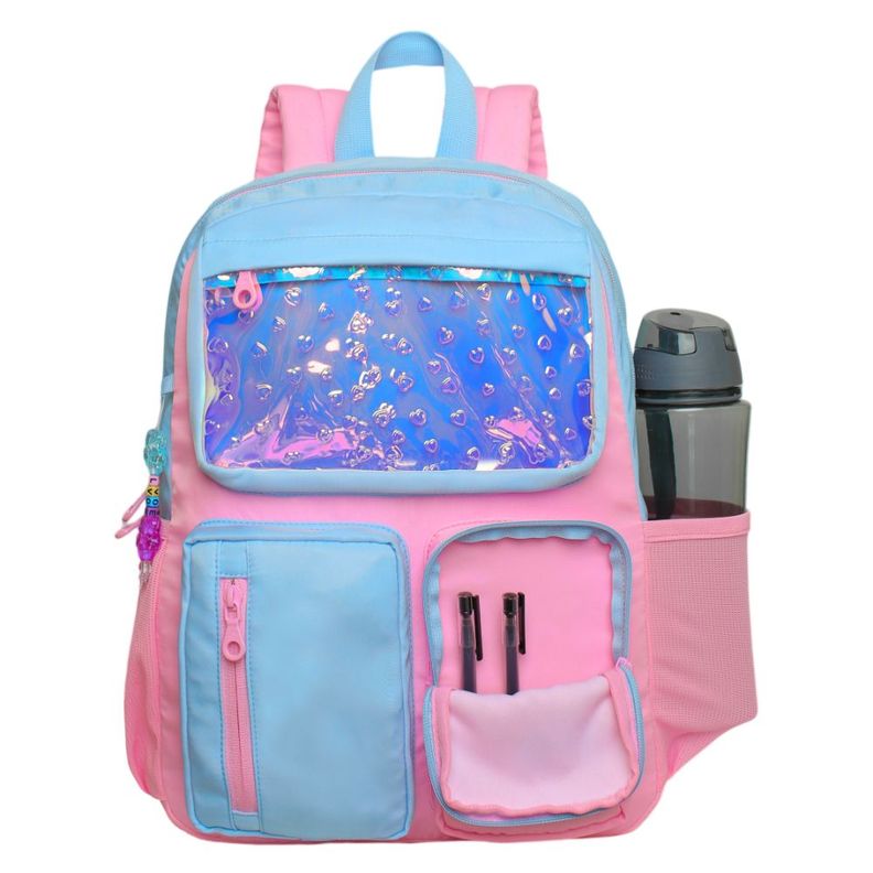Mochila Infantil Niña Funny Color Block Celeste Head-1