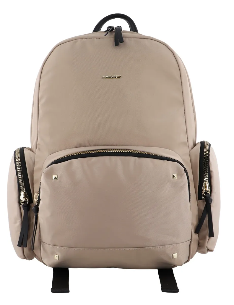Mochila Gold Ejecutiva Tachas Beige Mujer Head-4