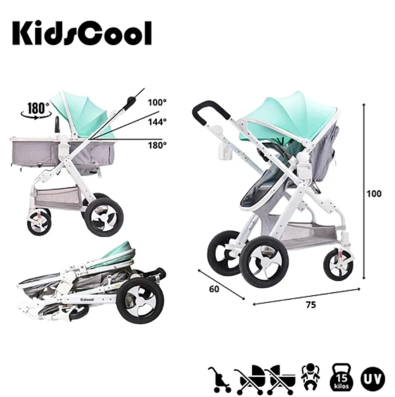 COCHE CUNA 6 EN 1 PLEGABLE VERDE-6