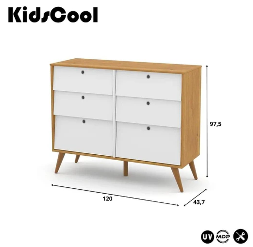 COMODA 6 CAJONES GOLD BLANCO/ECO WOOD-4
