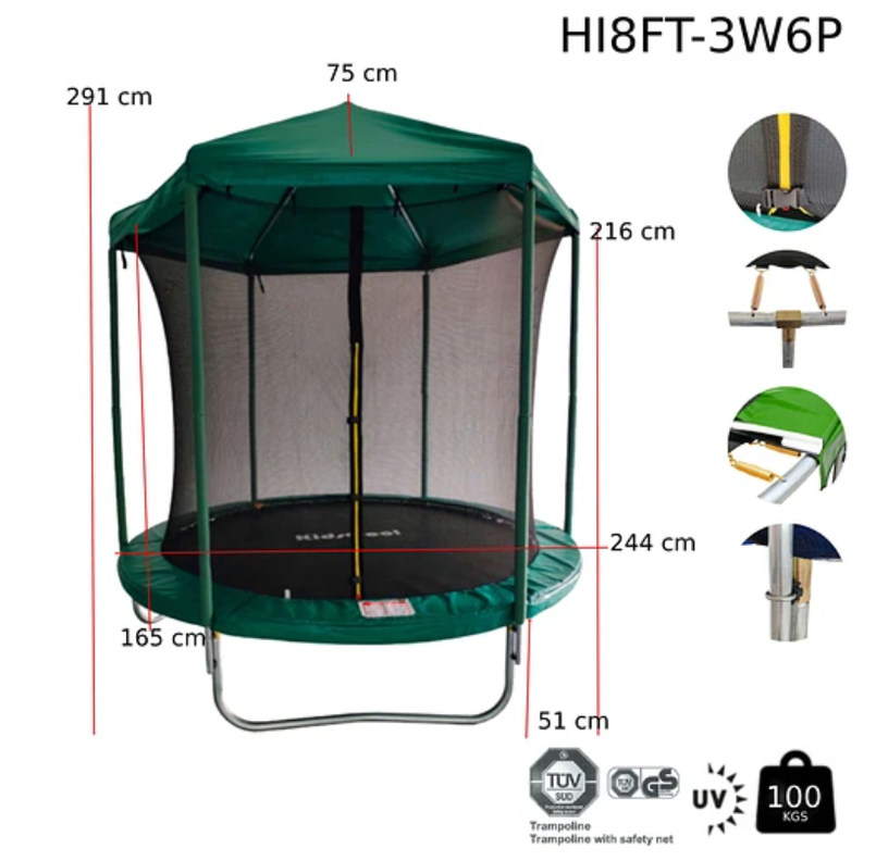 CAMA ELASTICA CON TECHO 8 PIES VERDE-5