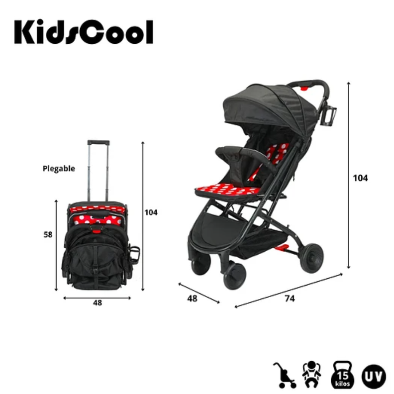 COCHE ULTRA COMPACTO ROJO PUNTOS BLANCOS-5