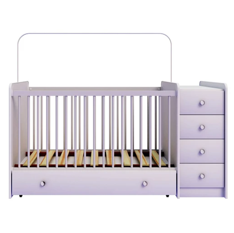 CUNA CON COMODA Y CAJONERA BLANCO BRILLO-3