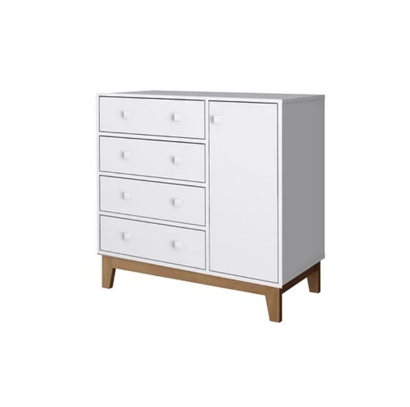 COMODA 4 CAJONES + PUERTA BLANCA RETRO HARMONY-0