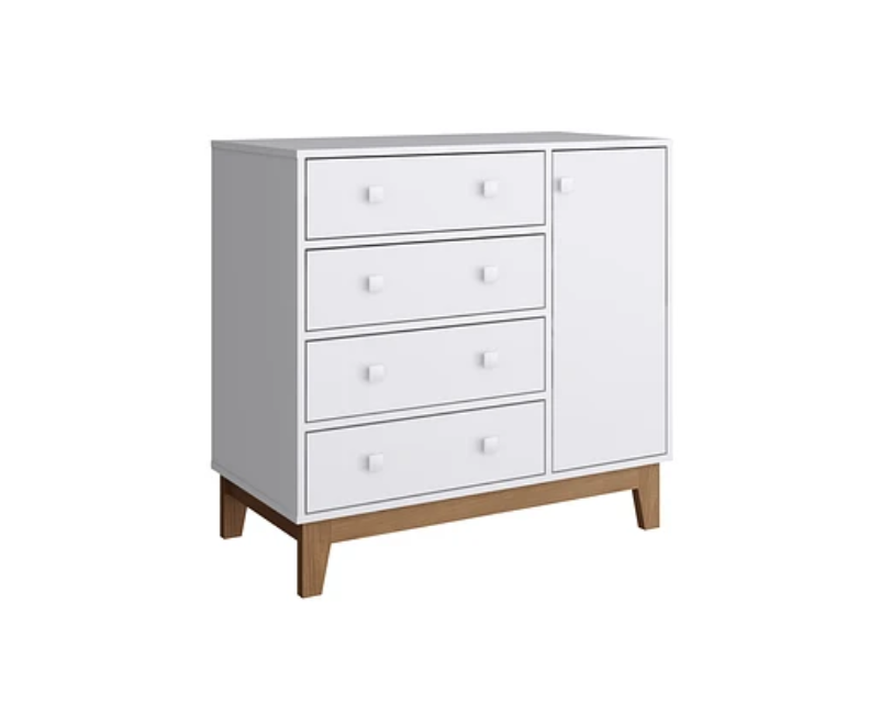 COMODA 4 CAJONES + PUERTA BLANCA RETRO HARMONY-1